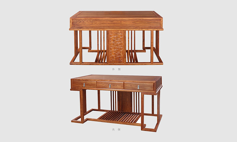 鄂尔多斯 别墅中式家居书房装修实木书桌效果图