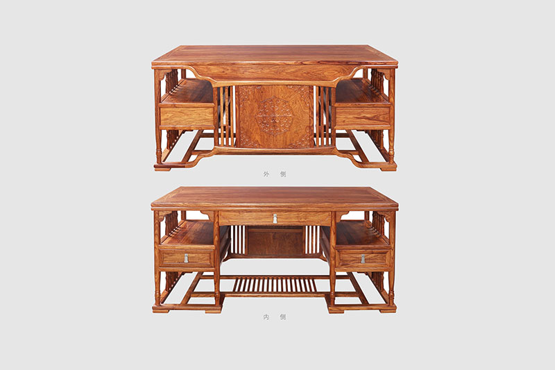 鄂尔多斯中式家居装饰书房桌椅组合家具效果图