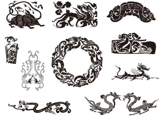 鄂尔多斯龙纹和凤纹的中式图案